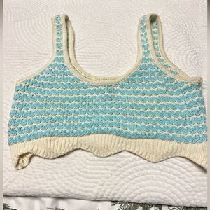 L.A. Hearts by PacSun, small light blue and white crop top knit tank